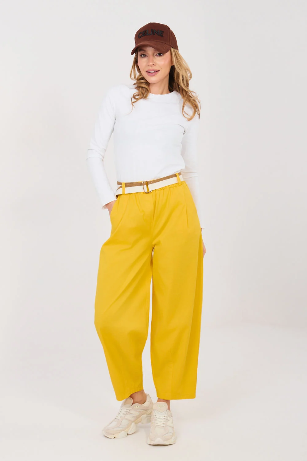 Pantalon femme jaune