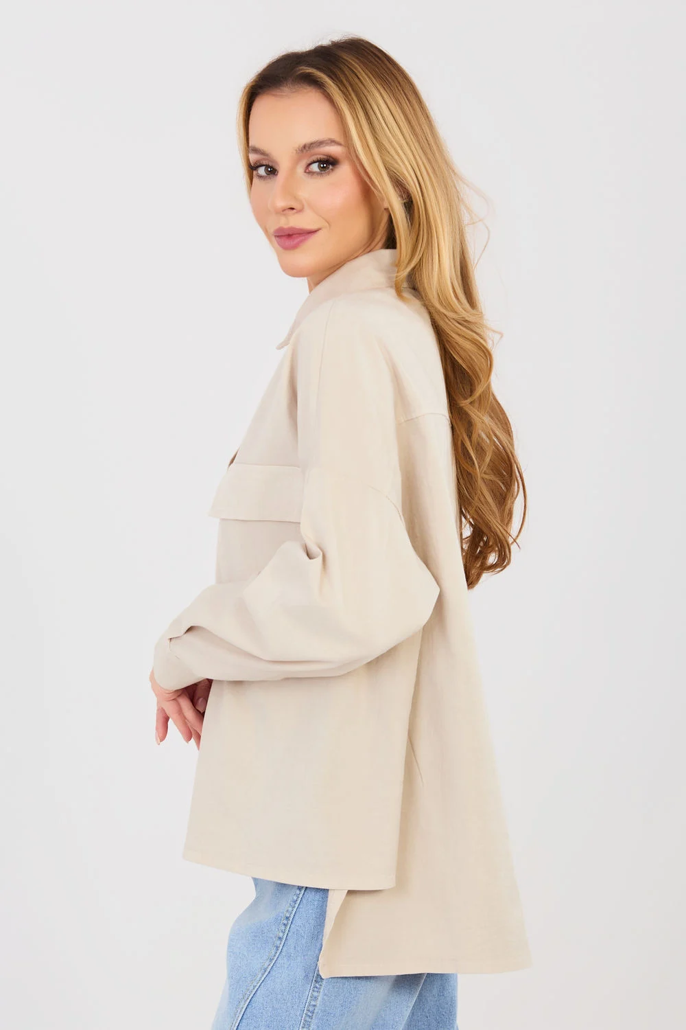 Chemise manche longue beige – Image 2