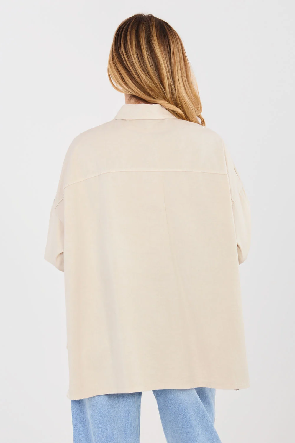 Chemise manche longue beige – Image 3