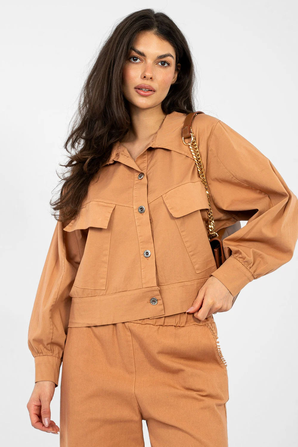 Chemise manche longue orange