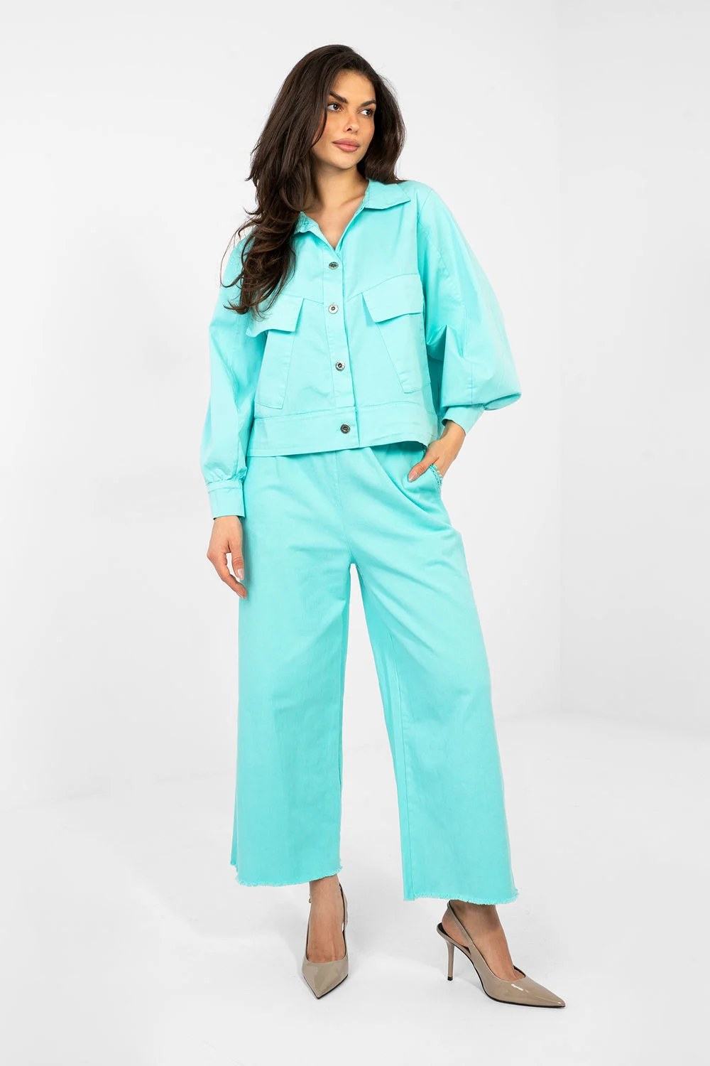 Chemise manche longue bleue