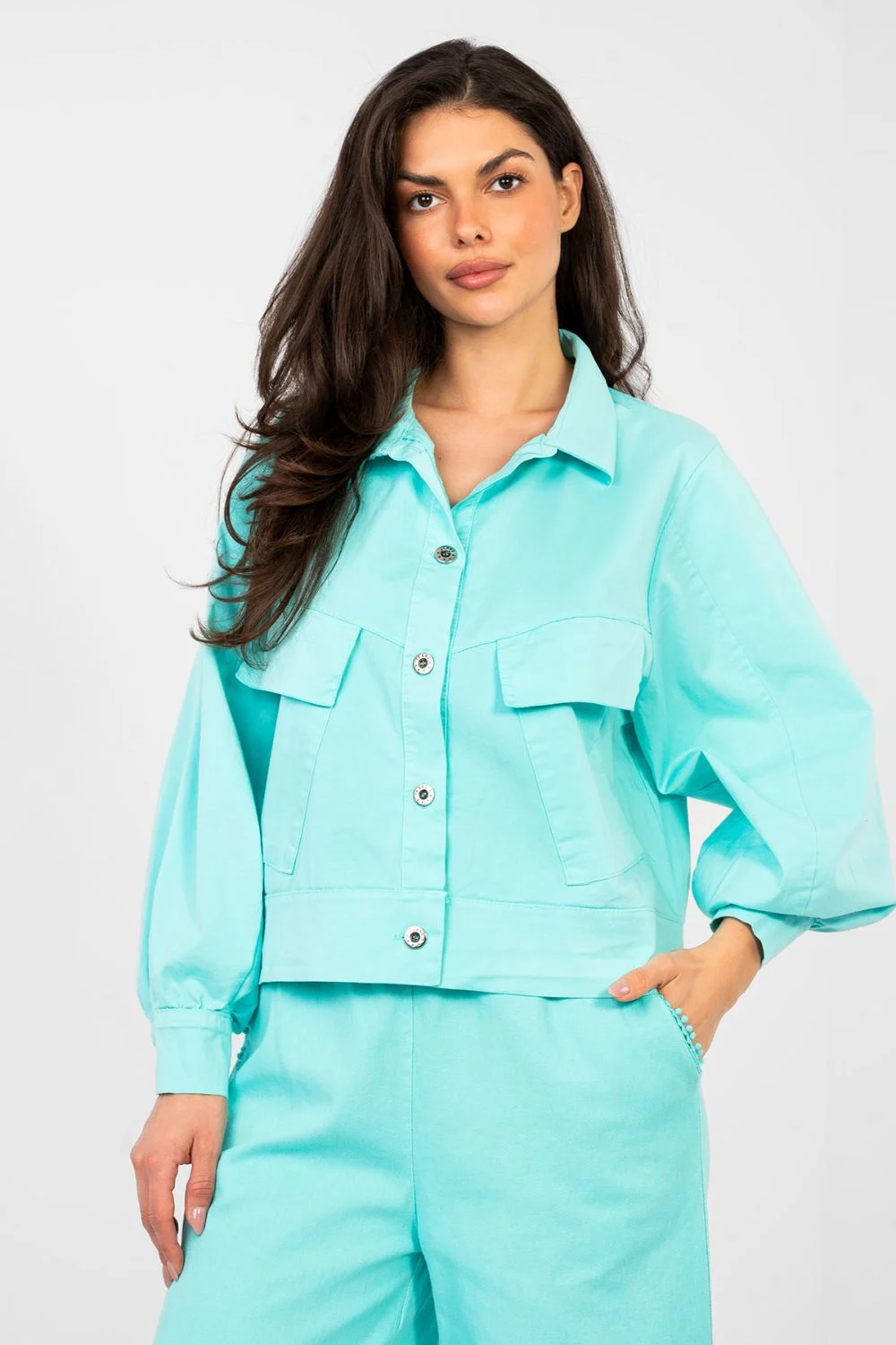 Chemise manche longue bleue – Image 4