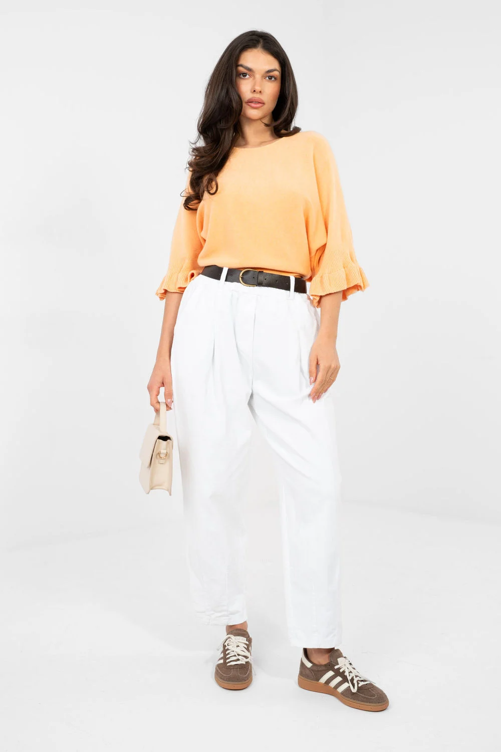 Pantalon en velours côtelé blanc