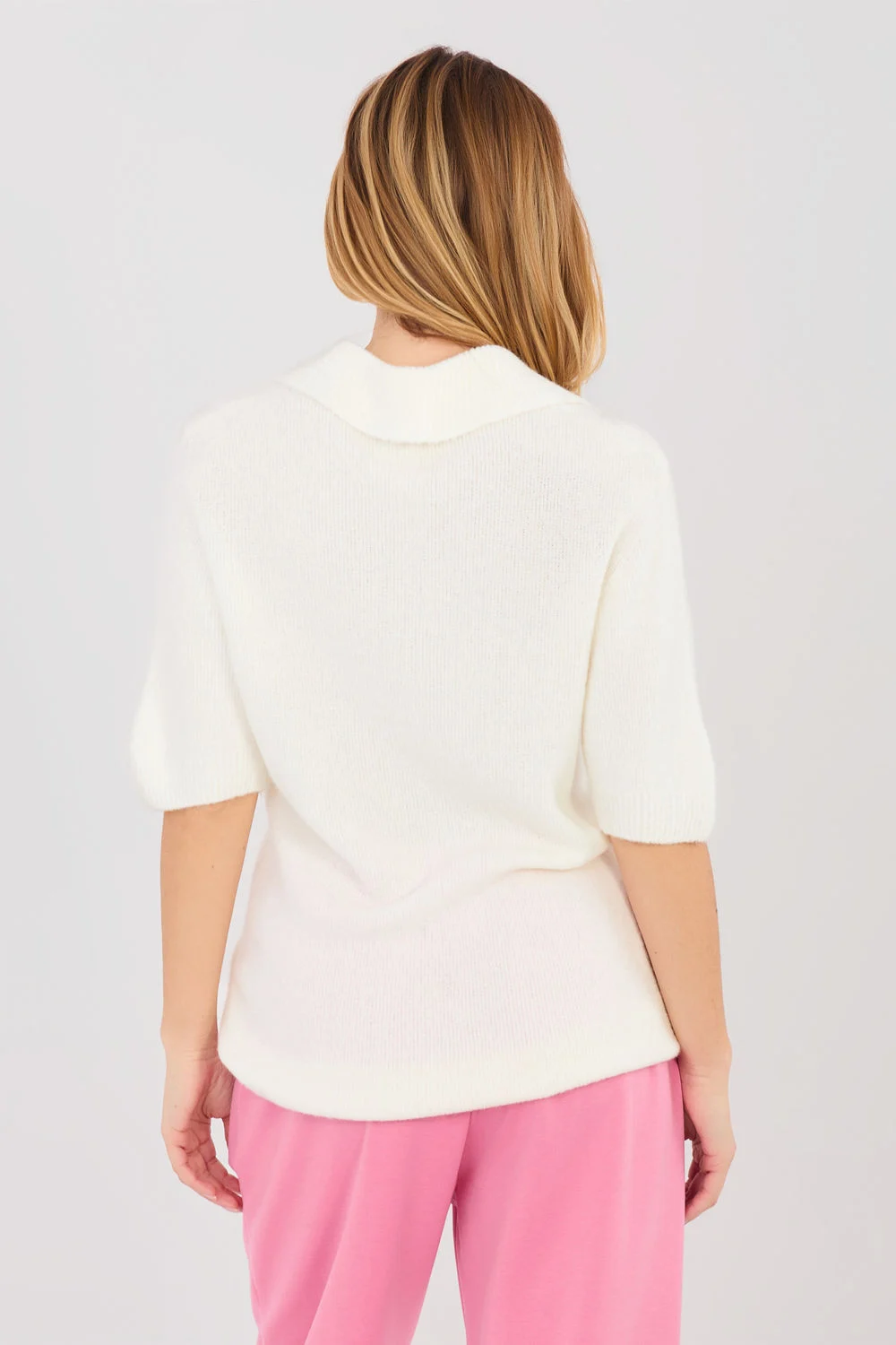 Pull à manches courtes beige – Image 3