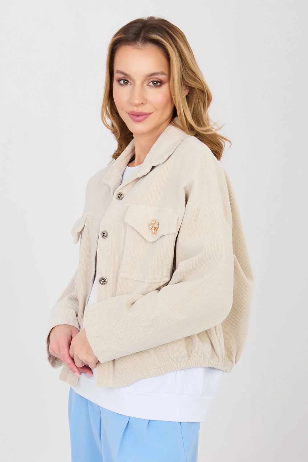 Veste en velours côtelé beige – Image 4