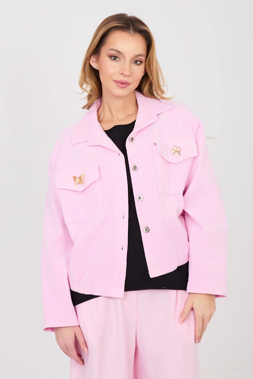 Veste en velours côtelé rose