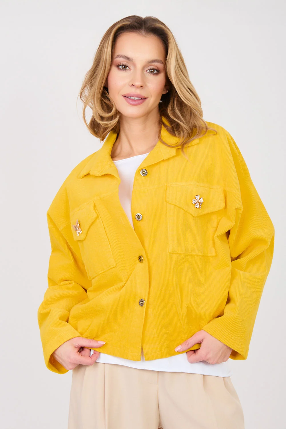 Veste en velours côtelé jaune
