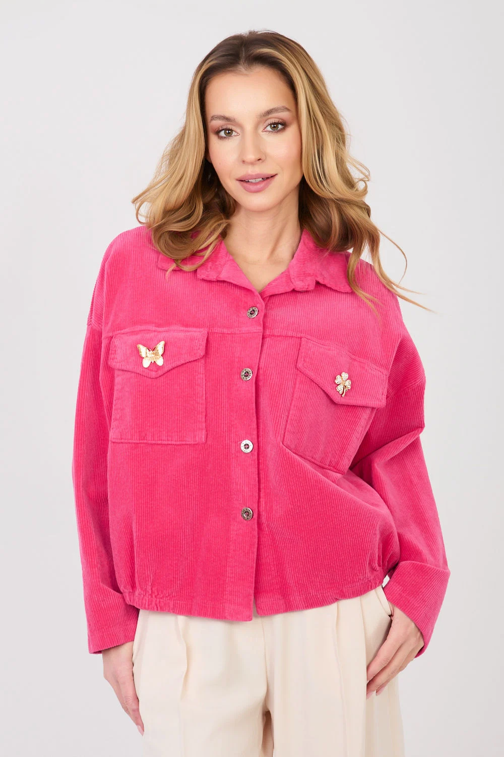 Veste en velours côtelé rose