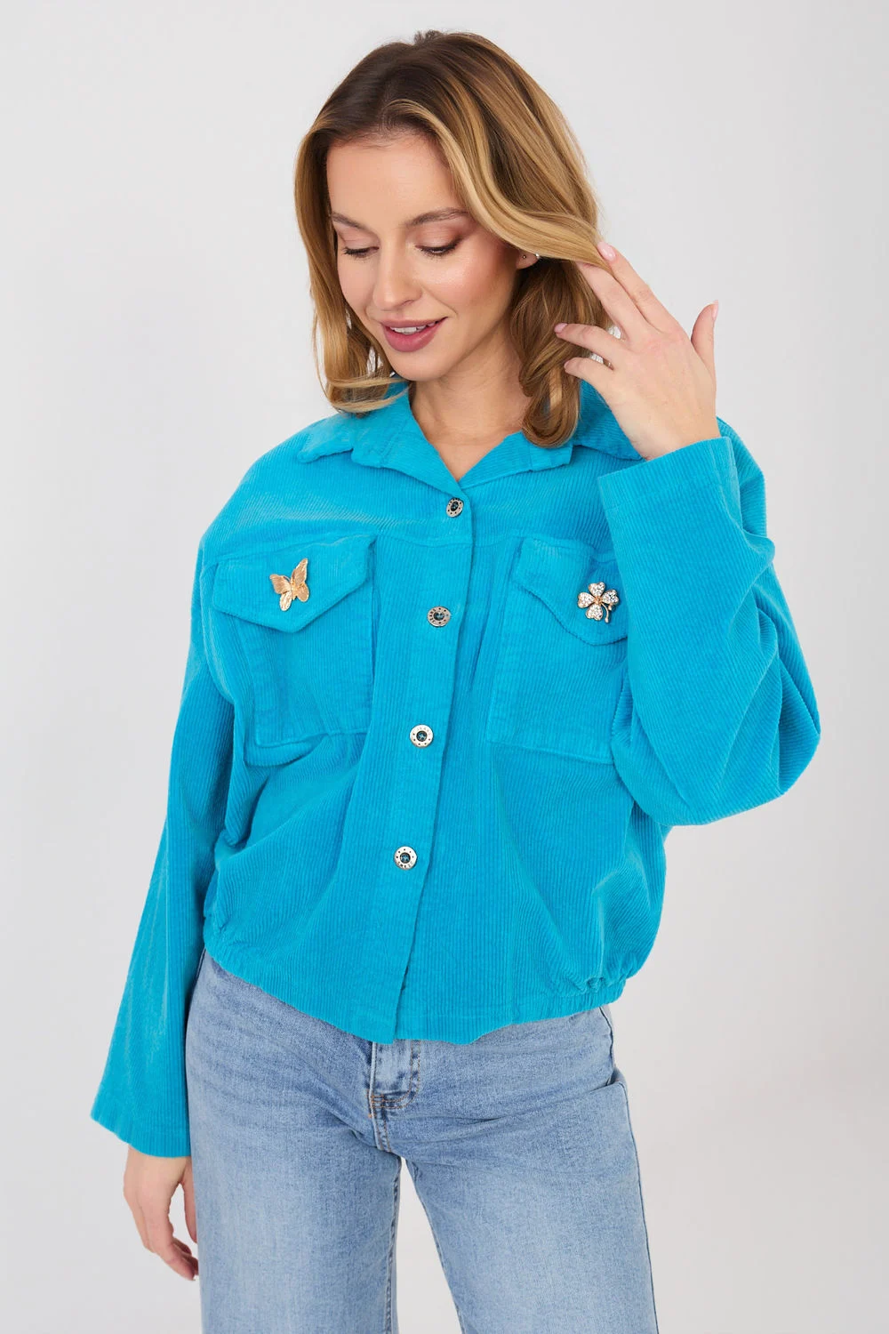 Veste en velours côtelé bleu