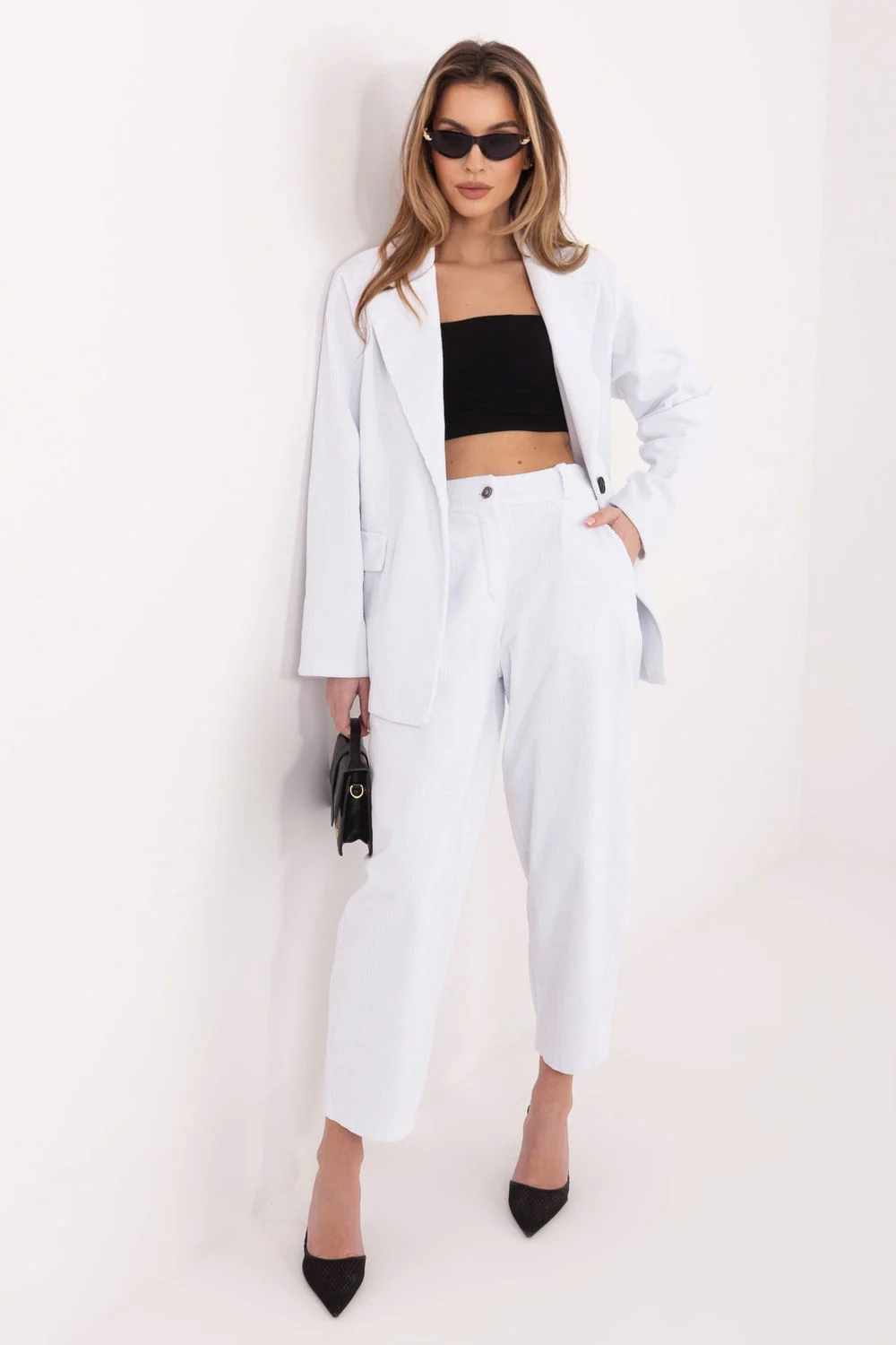 Pantalon en velours côtelé blanc