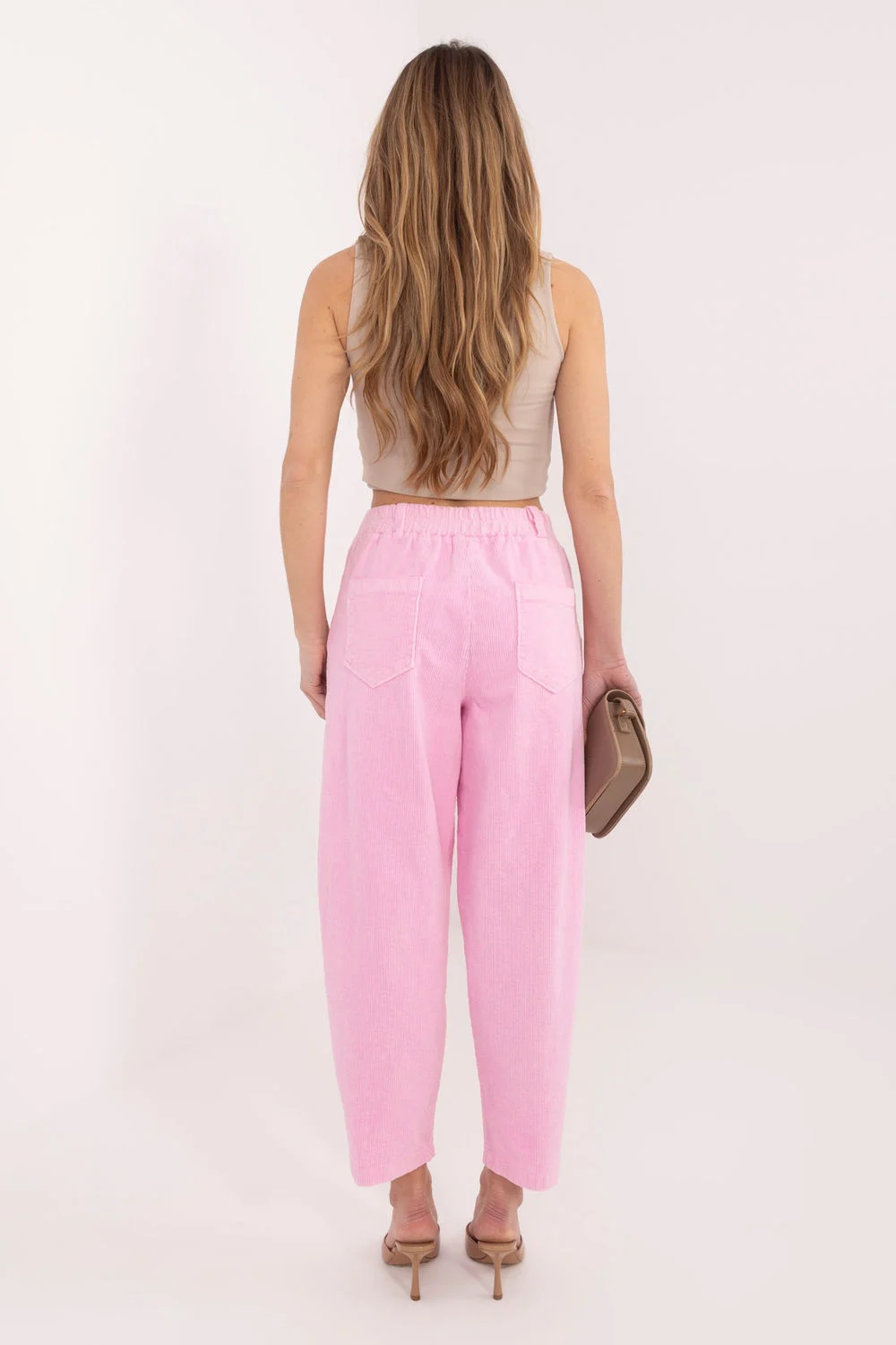 Pantalon en velours côtelé rose – Image 3