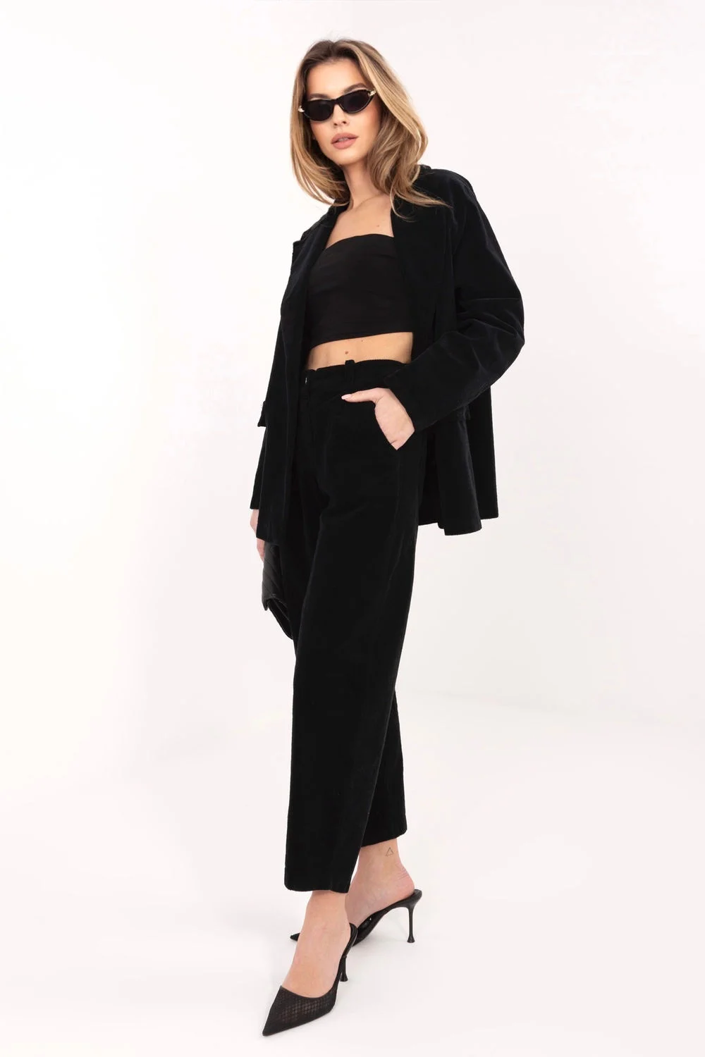 Pantalon en velours côtelé noir