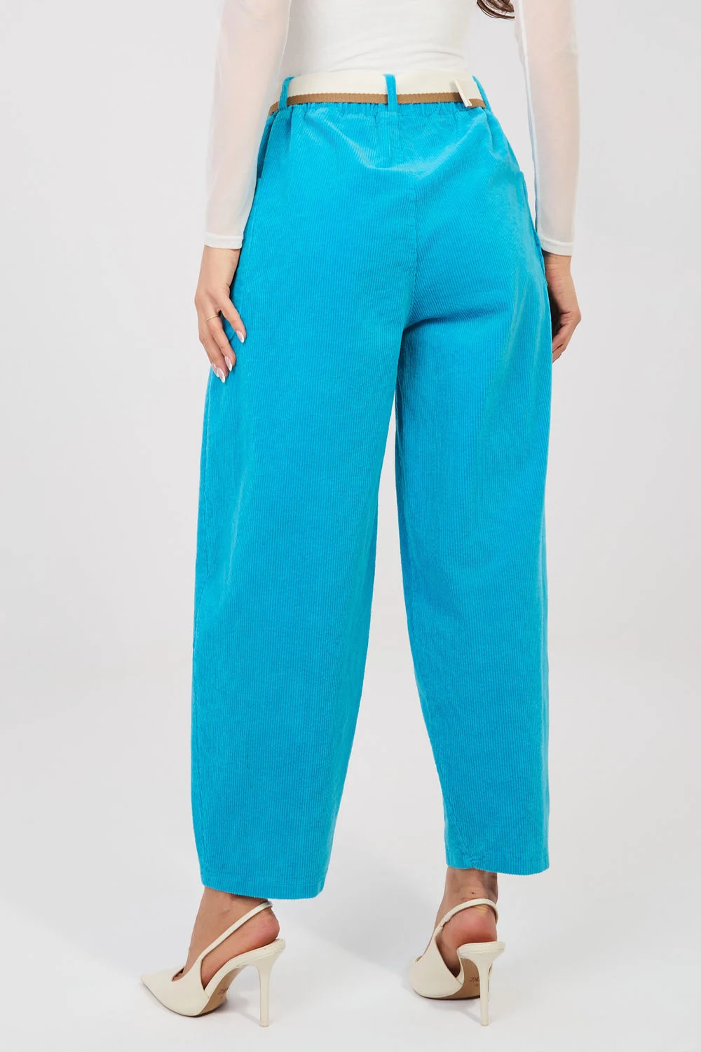 Pantalon en velours côtelé bleu – Image 3