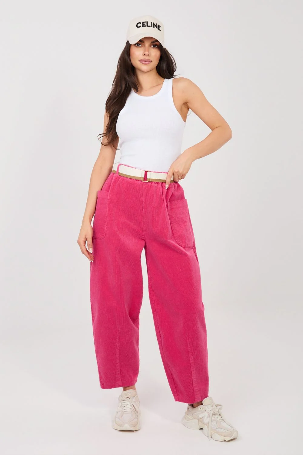 Pantalon en velours côtelé rose – Image 3