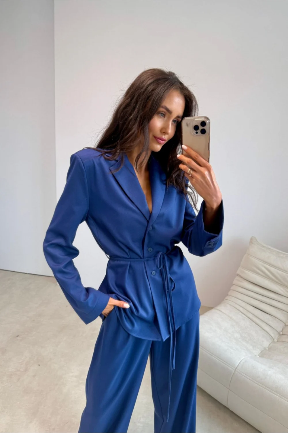 Chemise manche longue bleue