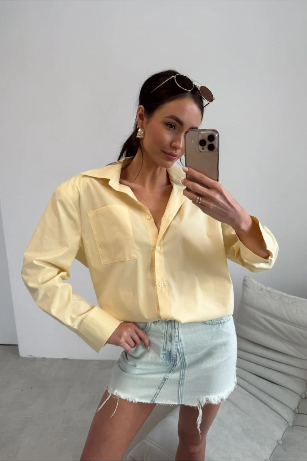 Chemise manche longue jaune
