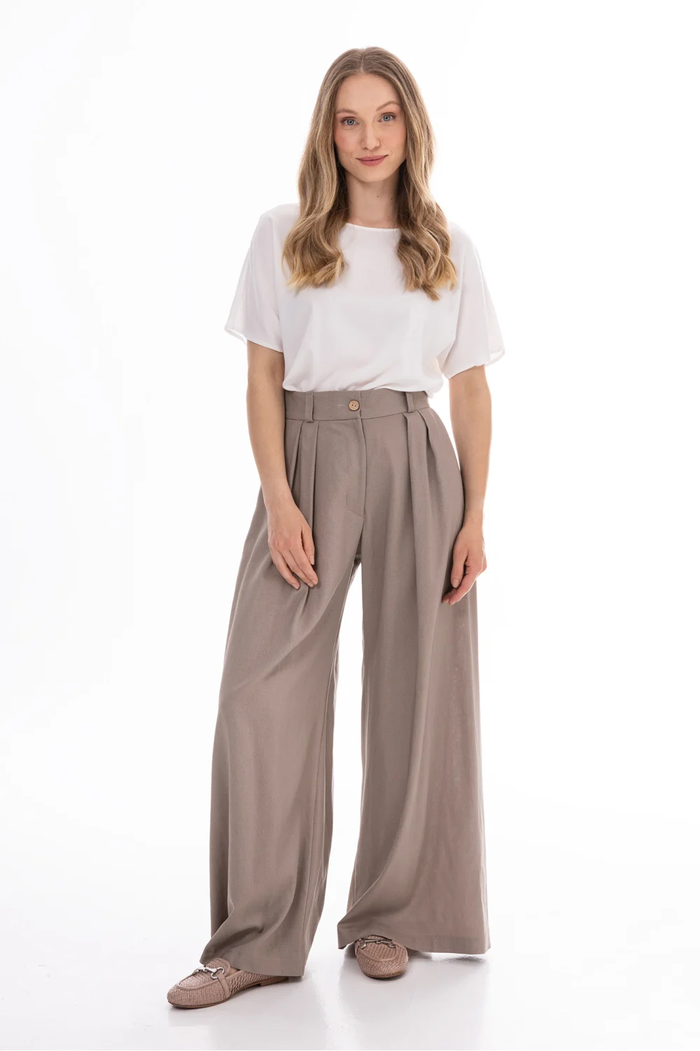 Pantalon femme beige