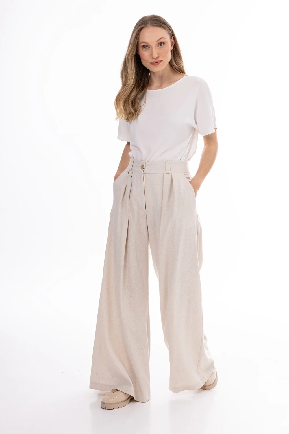 Pantalon femme beige