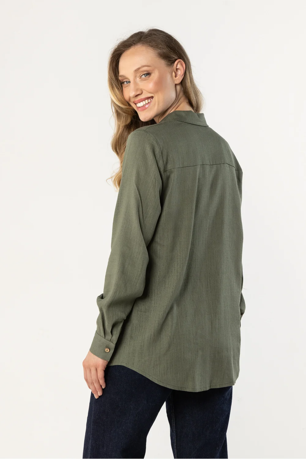 Chemise manche longue verte – Image 3