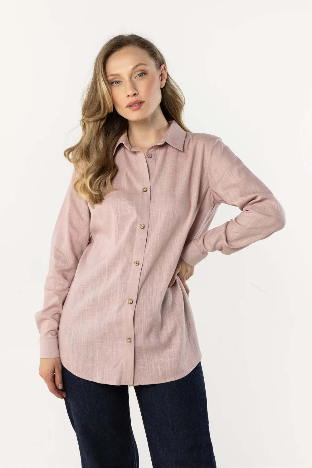 Chemise manche longue rose