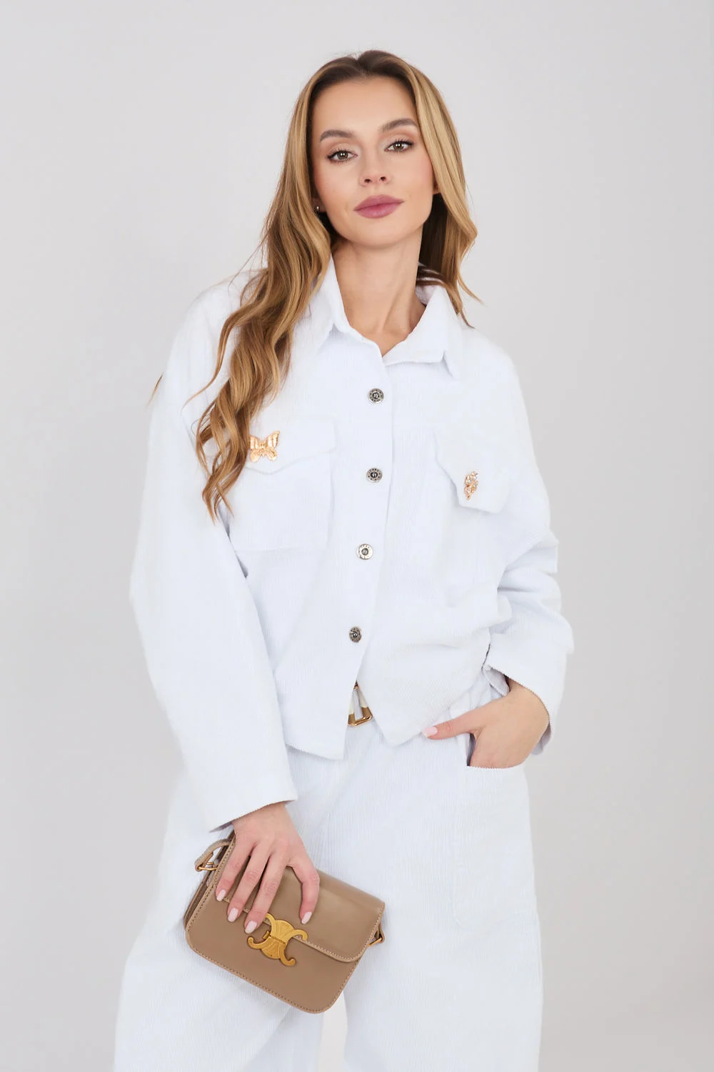 Veste en velours côtelé blanc