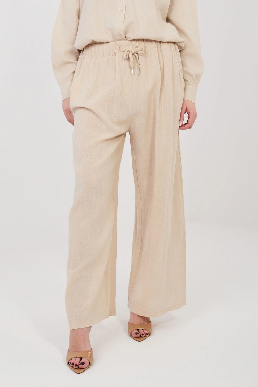 Pantalon femme beige