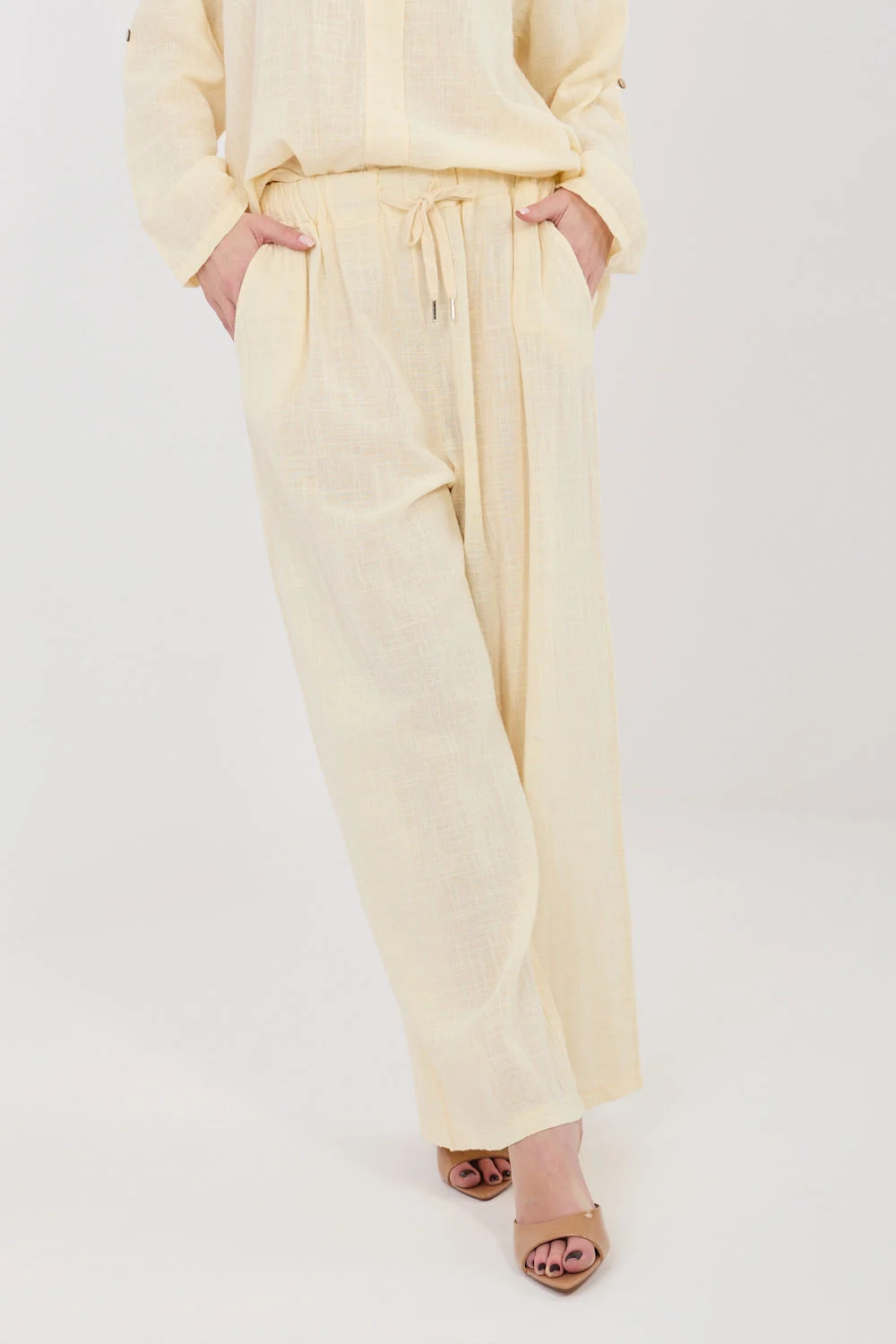 Pantalon femme jaune