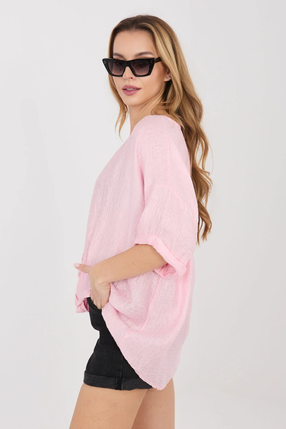 Chemise manche courte rose – Image 2