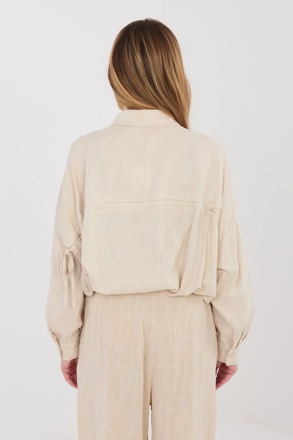 Chemise manche longue beige – Image 3