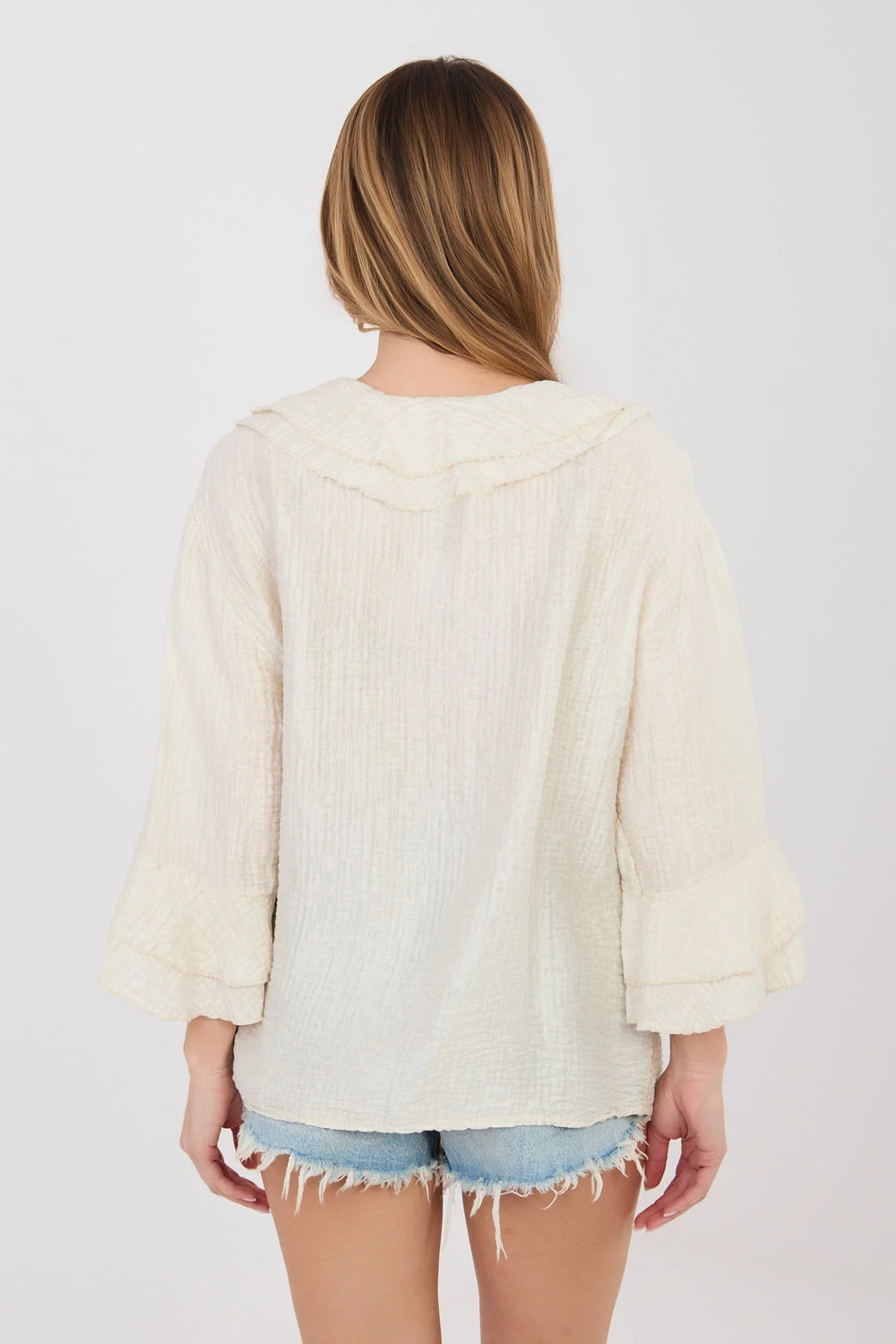 Chemise manche longue beige – Image 3