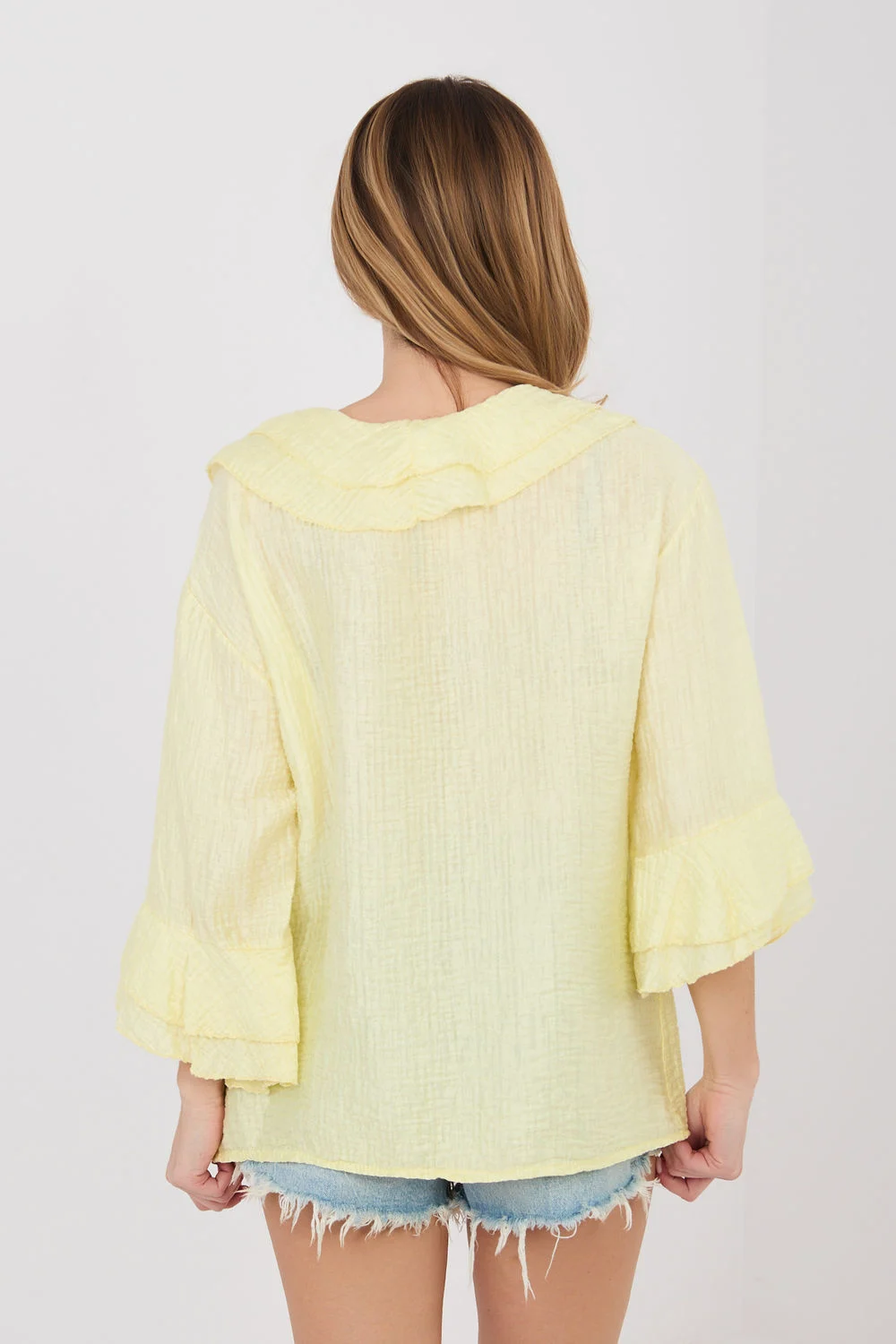 Chemise manche longue jaune – Image 3