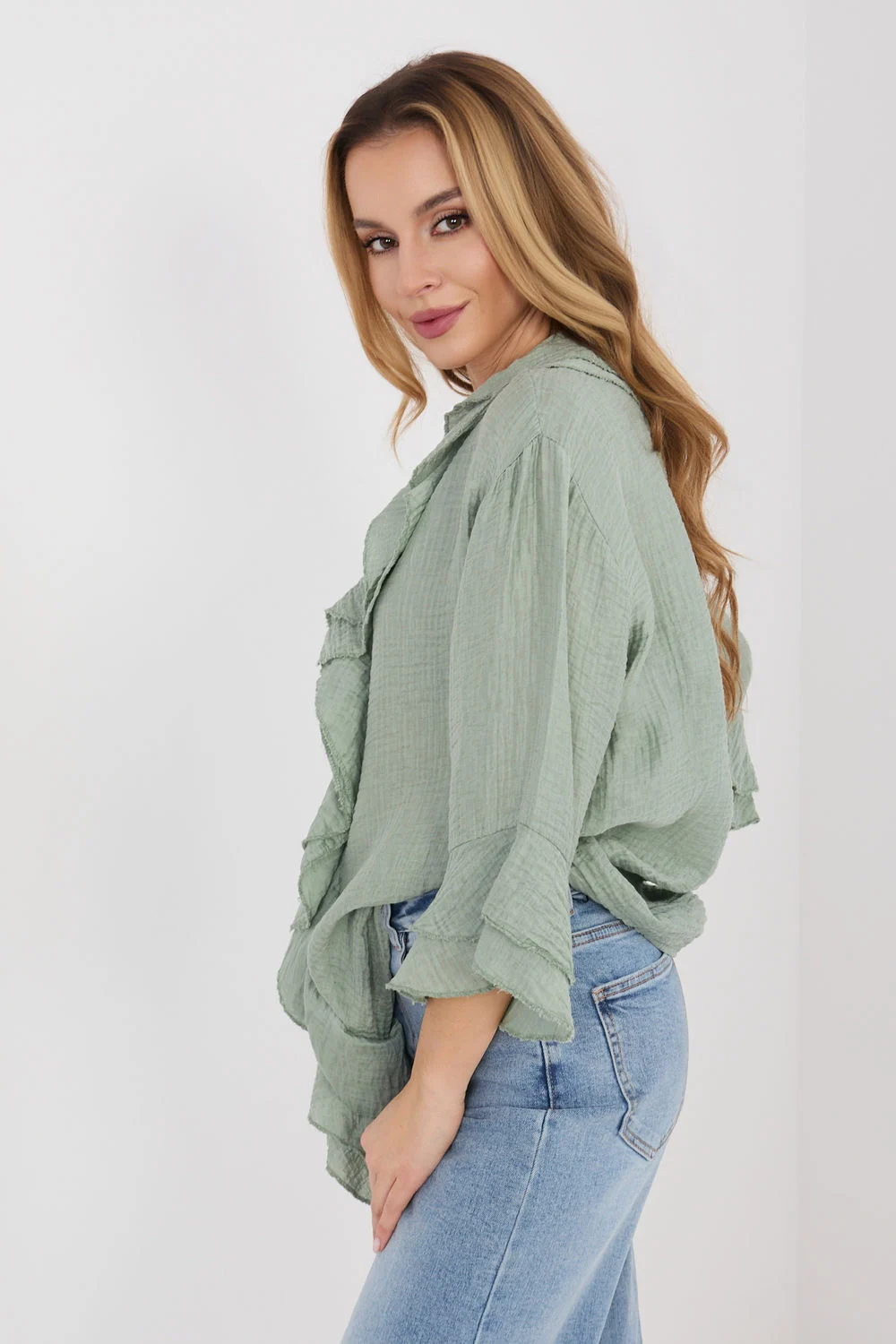 Chemise manche longue verte – Image 2