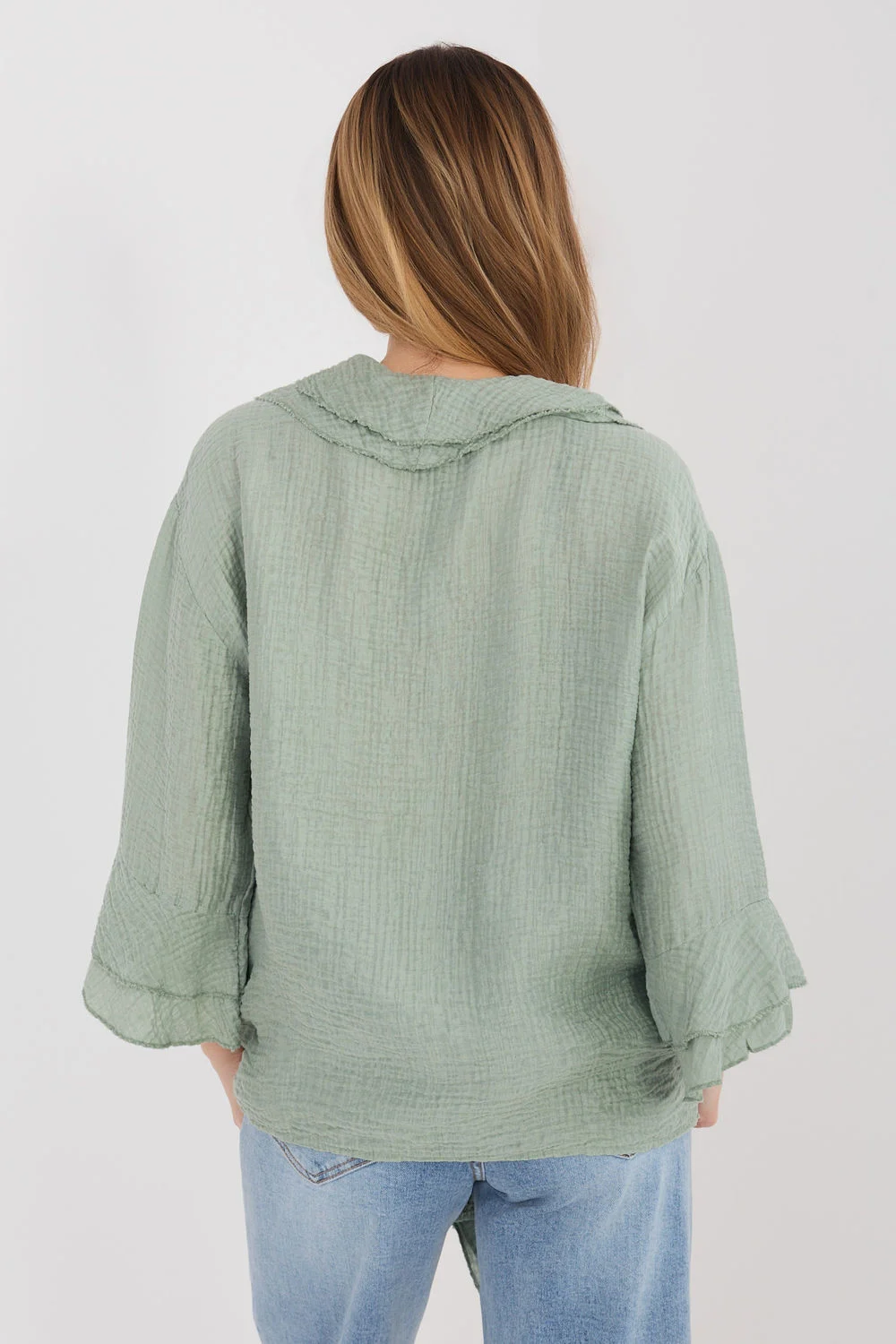 Chemise manche longue verte – Image 3