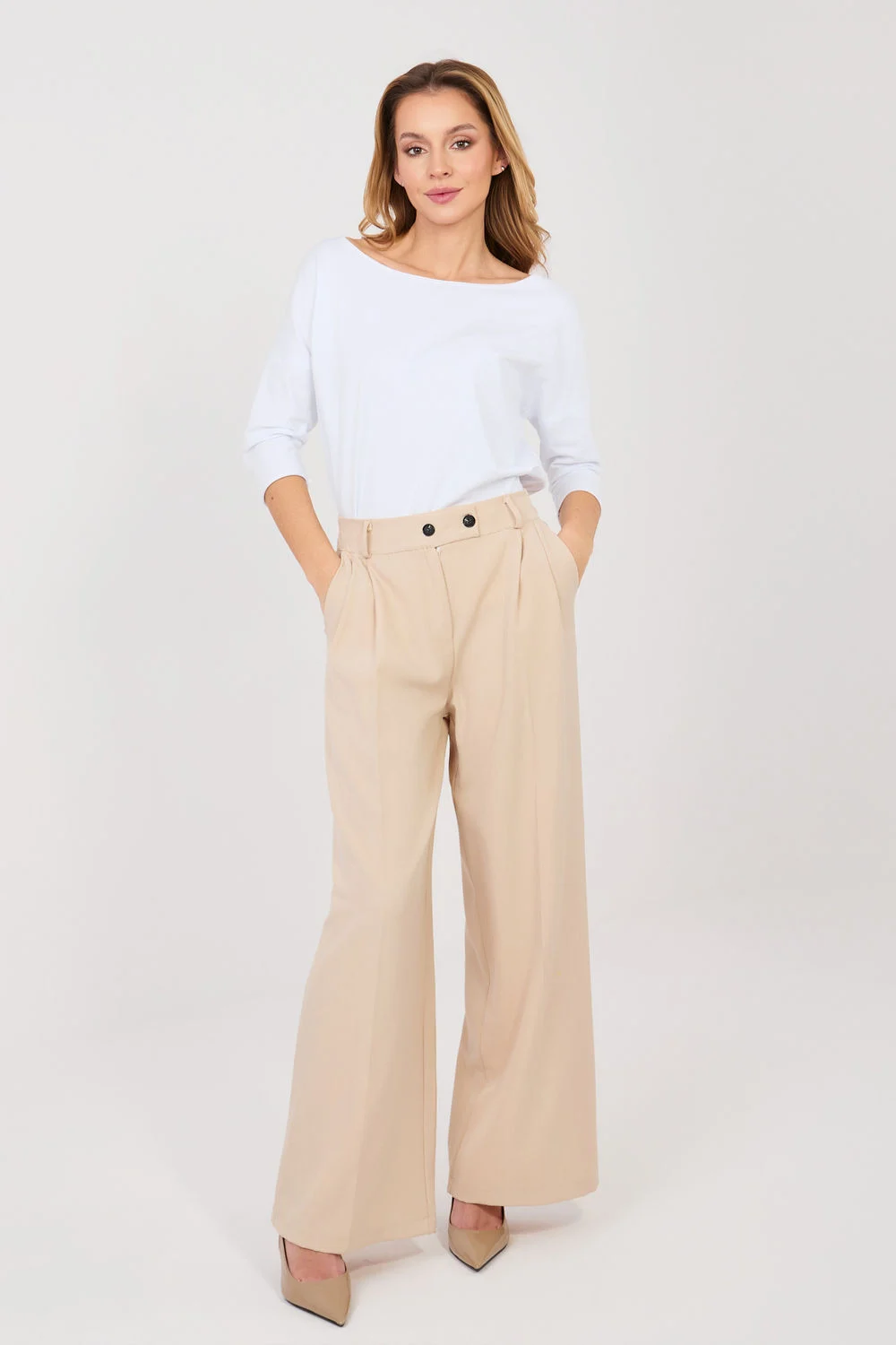 Pantalon femme beige