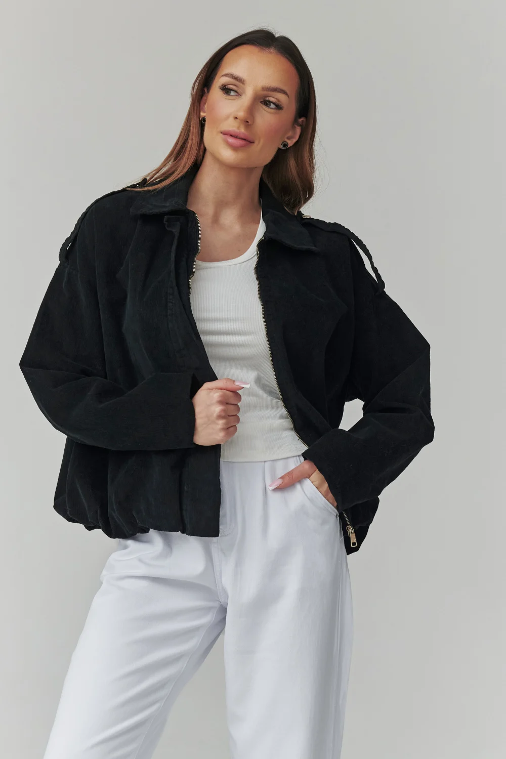 Veste en velours côtelé noir