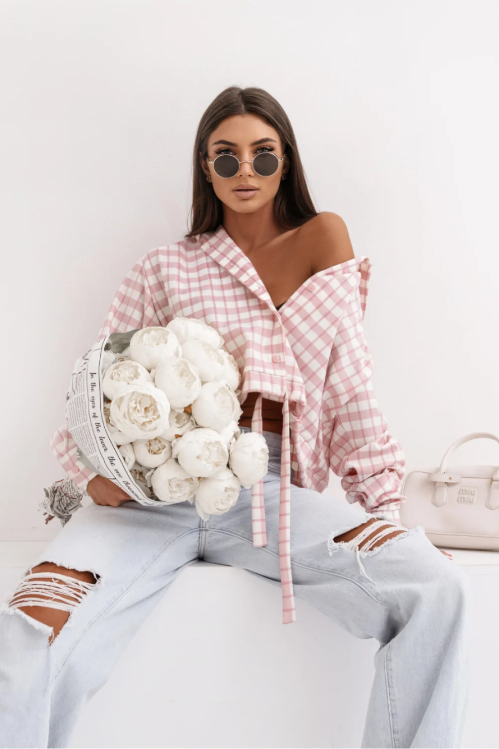 Chemise manche longue beige – Image 2