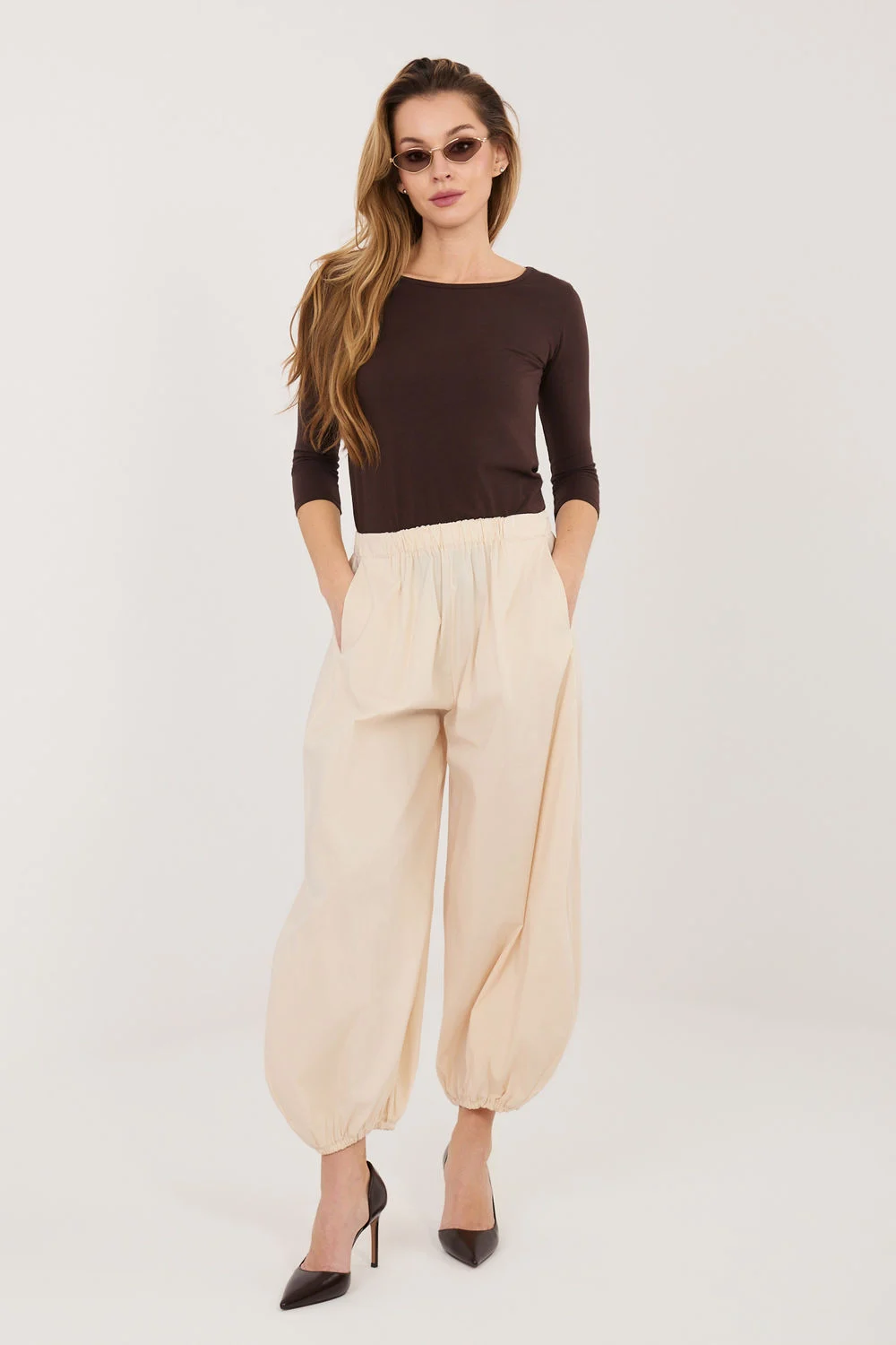 Pantalon femme beige