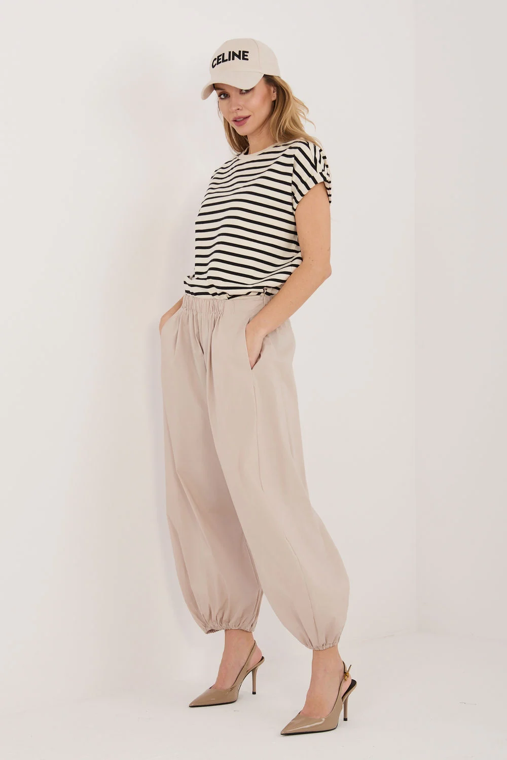 Pantalon femme beige