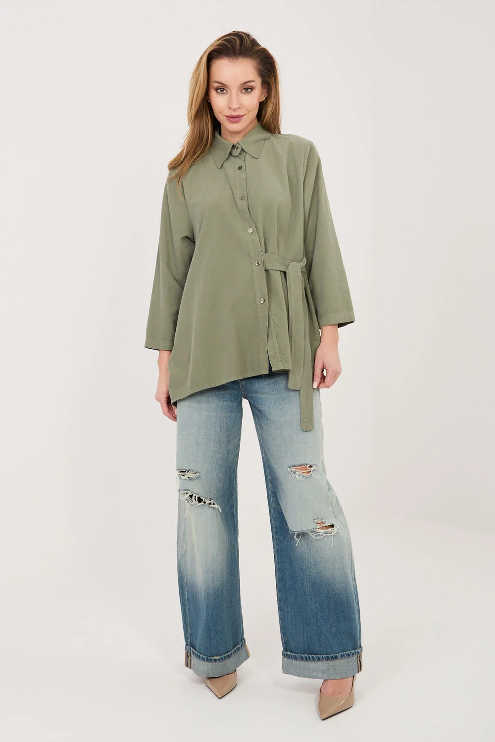 Chemise manche longue verte – Image 2