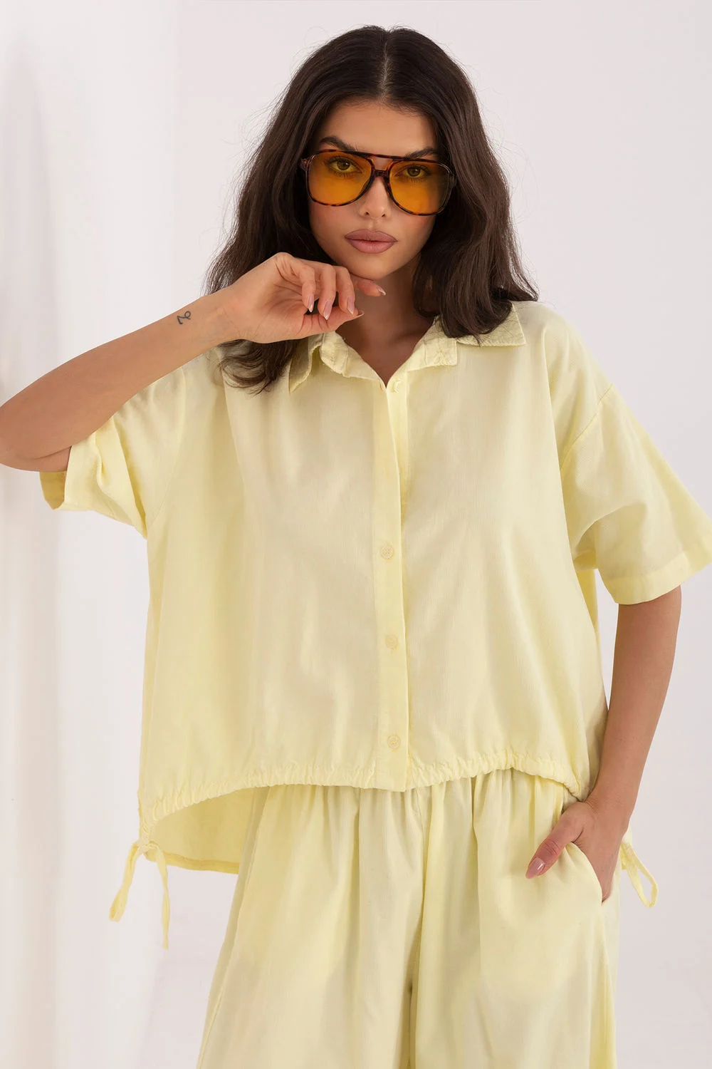 Chemise manche courte jaune