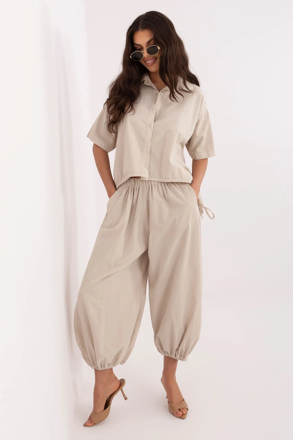 Pantalon en velours côtelé beige