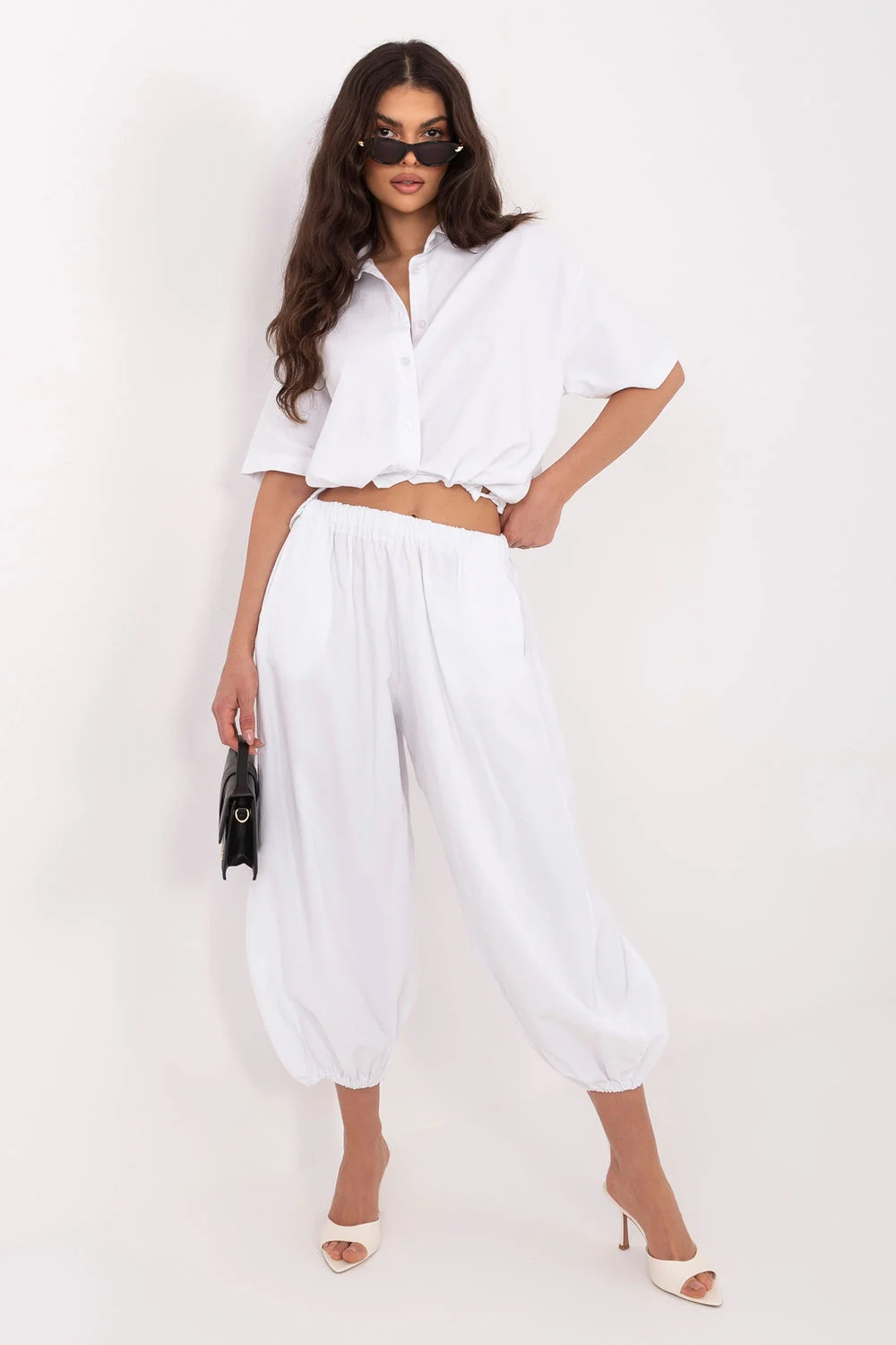 Pantalon en velours côtelé blanc