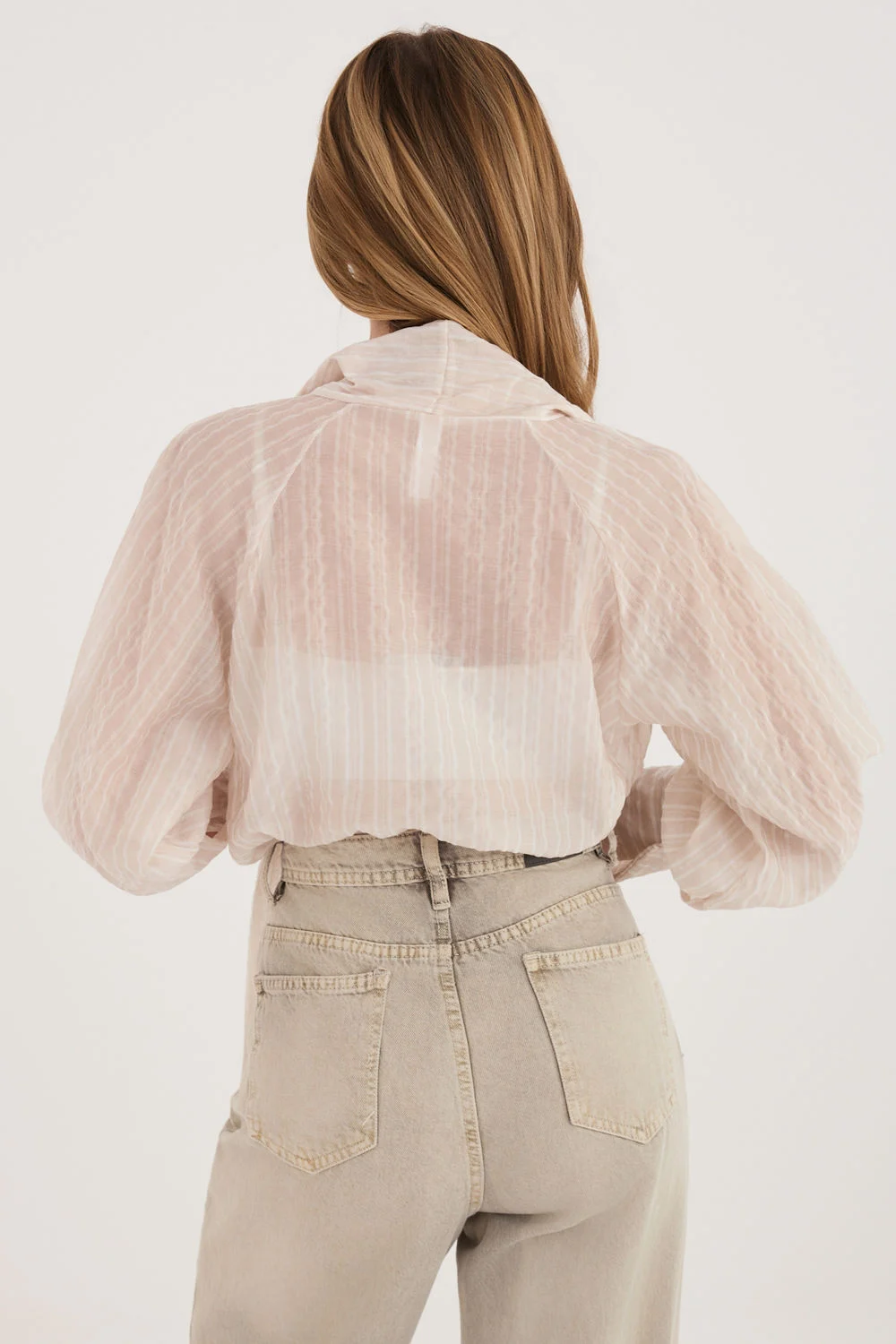 Chemise manche longue beige – Image 3