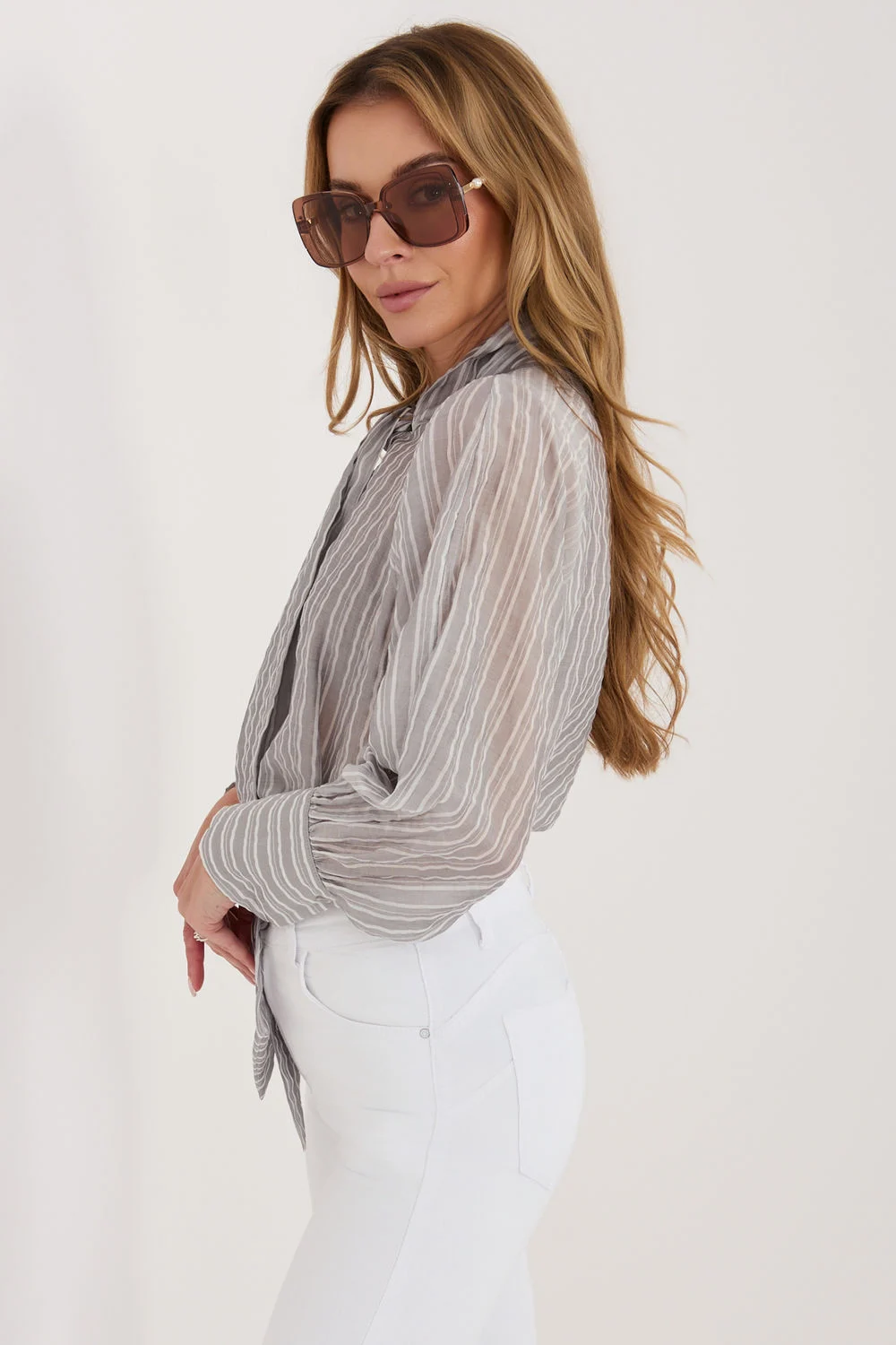 Chemise manche longue grise – Image 3