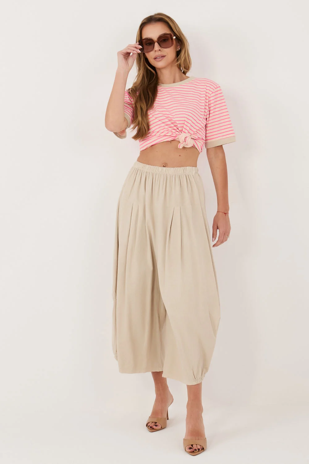 Pantalon en velours côtelé beige