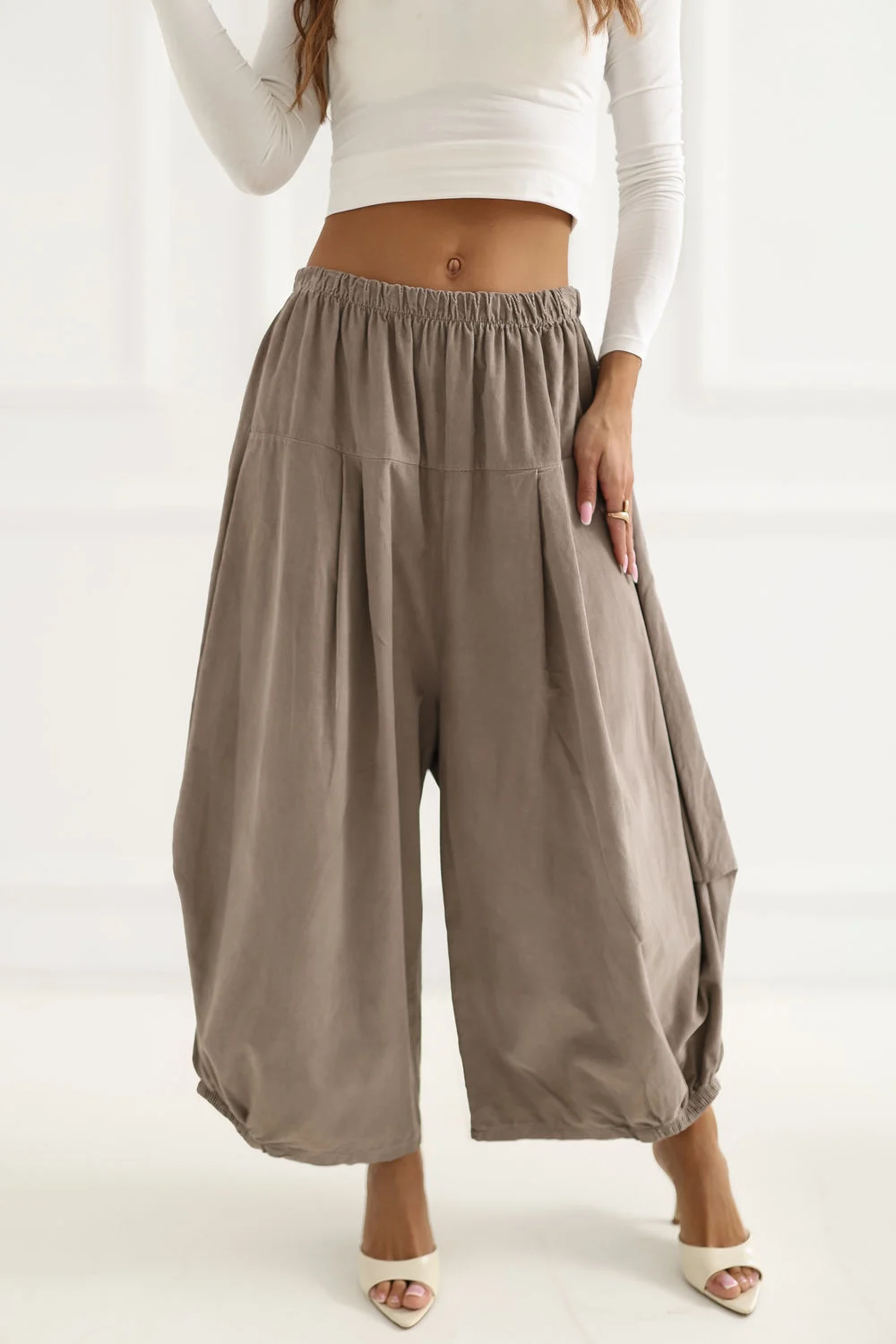 Pantalon en velours côtelé beige