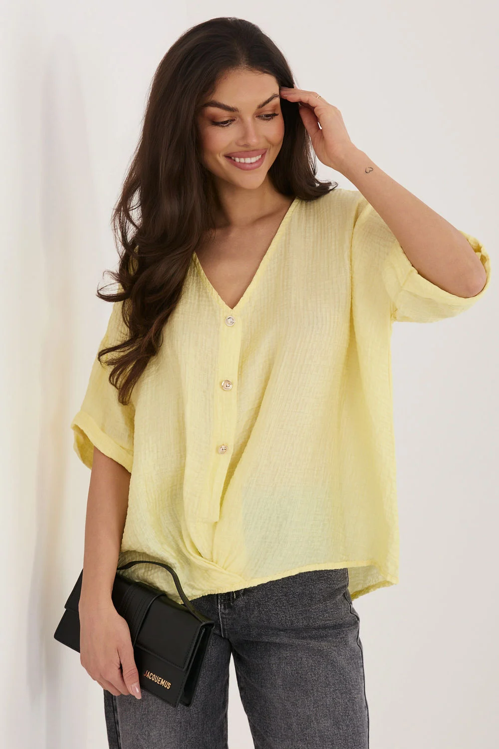 Chemise manche courte jaune