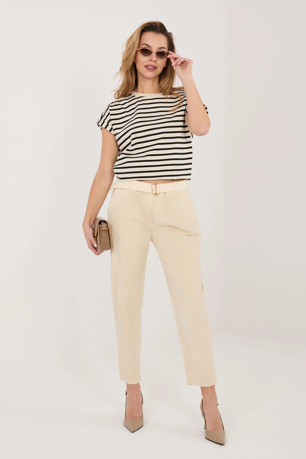Pantalon en velours côtelé beige