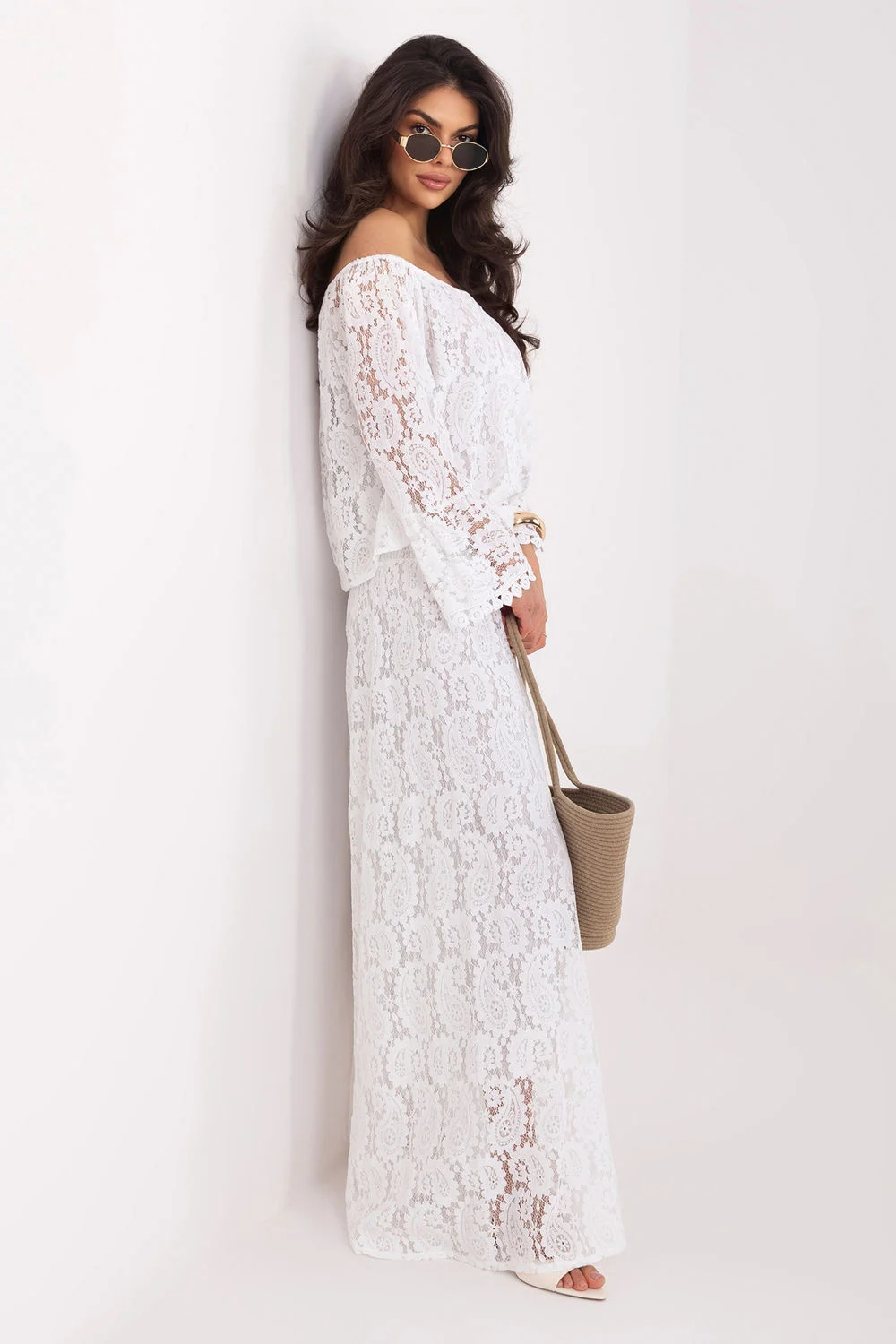 Pantalons en dentelle blanc