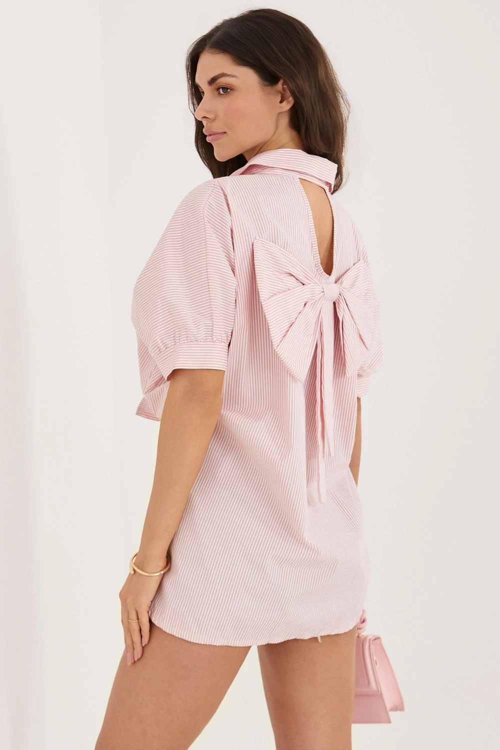 Chemise manche courte rose – Image 3